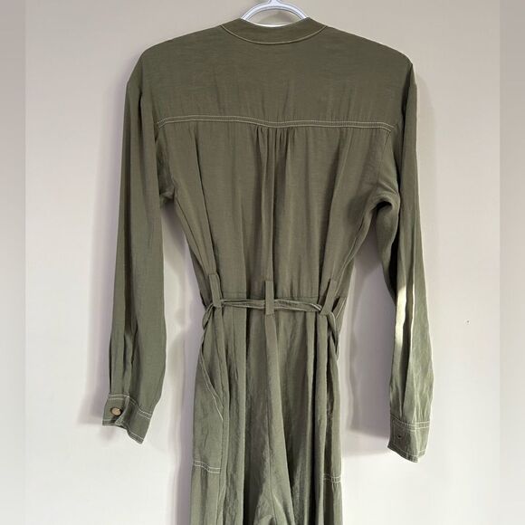 Zara Green Long Sleeves Belted Jumpsuit - Picture 11 of 15